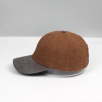 Gorra de béisbol retro de invierno de mezcla de lana cálida con visera de ante sintético y diseño de espiga, talla grande 56cm-64cm, estilo papá, venta al por mayor