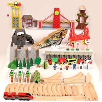 Nouveau 100-ensemble de pistes en bois de luxe petite piste de train électrique jouets éducatifs créatifs pour les enfants