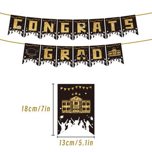 Jin Haocheng - Pancarta de Graduación de 18 cm x 13 cm, Dorado y Negro, Decoración para Fiesta de Graduación - Product Image 1