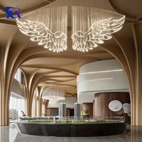 Lustre LED personnalisé en forme d'aile pour décoration intérieure unique, en fibre optique PMMA, pour club, salle de banquet, avec télécommande