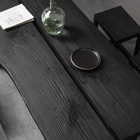 Grande table à manger en bois massif de style moderne scandinave Wabi-sabi Bois carbonisé noir pour le brassage du thé à la maison
