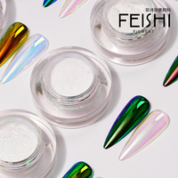 Pigment inorganique populaire de couleur blanc perle de sirène, effet miroir aurora, poudre chromée clair de lune pour l'art des ongles, pigments fins et transparents