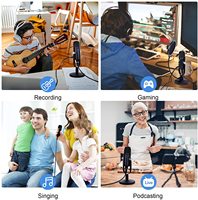 BAIFEILI 86A professionnel USB portable et enregistrement de bureau Microphone à condensateur Plug Play PC Gaming Podcasting Église Utilisation pour enfants
