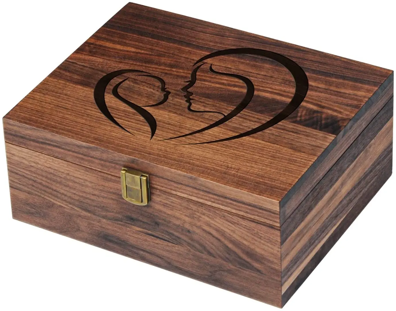 wooden souvenir packaging box with latch custom wooden boxes with hinged lid walnut keepsake box for wedding decor