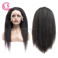 Perruque sans colle en cheveux humains Remy brésiliens Yaki lisses, densité 150%, couleur naturelle, avec dentelle frontale 13x4 HD, cheveux de bébé et ligne de cheveux naturelle