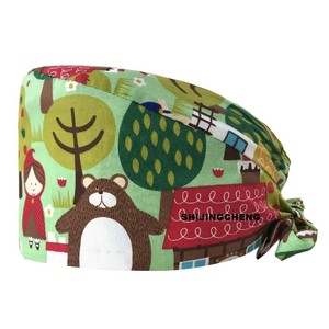 Gorros Quirúrgicos Bouffant de Algodón para Enfermeras con Botón y Banda Absorbente, Gorros de Trabajo Quirúrgicos Ajustables - Product Image 2