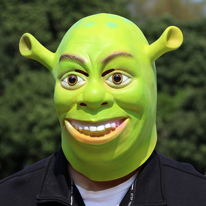 Masque en latex Shrek, taille unique, accessoires de fête costumée à thème géométrique de dessin animé - Product Image 1