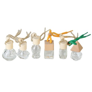 Mini contenedor de difusor de aceite esencial de marca con tapa de madera, 5ML, 8ML, 10ml, ambientador de Perfume de vidrio, botella de coche con cuerdas colgantes - Product Image 1