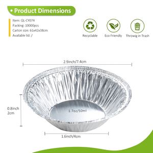 Fabrication de contenants en aluminium de 50 ml, gobelets jetables pour tartes aux œufs, moules en aluminium pour tartes aux œufs, pots en aluminium pour la cuisson de tartes - Product Image 2