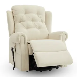 CJSmart Home Lay-Silla reclinable de elevación plana, sillón reclinable de doble motor para ancianos, sofá eléctrico con masaje térmico, 2 bolsillos laterales