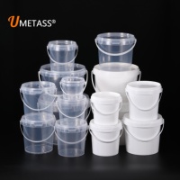 Seau en plastique PP transparent de 300 ml à 10 L avec couvercle et poignée, récipient en plastique pour le stockage des aliments, des biscuits, des bonbons, des fruits et des en-cas