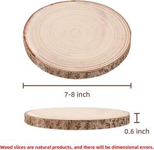 Maputune 8 pièces de rondelles de bois naturelles rustiques non finies, grandes (7-8 pouces), pour centres de table, artisanat DIY et signalétique - Product Image 2