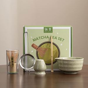 Juego de Tazón de Cerámica para Matcha con Logotipo Personalizado, Batidor de Bambú para Preparar Matcha, Cepillo de Bambú para Matcha, para la Ceremonia Tradicional del Té, Caja de Regalo - Product Image 2