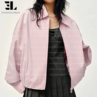 Chaqueta de trabajo corta LARSUR de mezclilla personalizada, lavada, de sarga de algodón, con forro de franela a cuadros, estilo streetwear para mujer