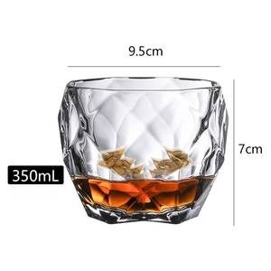 <span class=keywords><strong>Verre</strong></span> à whisky réutilisable éco-responsable à coupe diamantée, style vintage, fond épais, en cristal, personnalisable, pour bar, bière, cocktail, 350 ml - Product Image 6