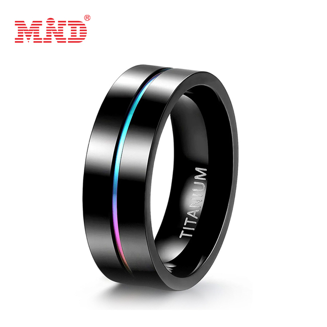 Colorful Rainbow Customise Laser Engraved Logo NTAG 213 Smart Titanium Ring NFC