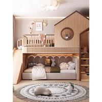 Lit superposé pour enfants en bois massif JS, design moderne, écologique, durable, avec glissière, rangement, escalier, rembourrage doux, meubles de chambre personnalisés