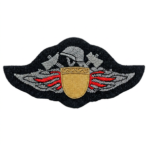 Insignia Bordada Personalizada GERMAN BADGE FIRE WINGS con Ancla y Corona de Laurel, Parche de Tela Cosido para Uniforme o Prenda - Product Image 2