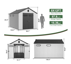 8 Ft. W X 12 Ft. D capannone in plastica con pavimento resistente agli agenti atmosferici e durevole per l'organizzazione e lo stoccaggio all'aperto - Product Image 2