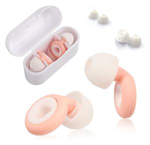 Bouchons d'oreilles lavables anti-bruit, bouchons d'oreilles en silicone réutilisables pour le sommeil, la concentration, les voyages, les concerts, le travail, embouts d'oreilles en S/M/L - Rose - Product Image 1