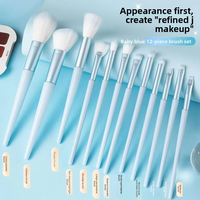 Ensemble de pinceaux de maquillage professionnels, 12 pièces, violet et bleu, disponible, poils synthétiques doux, Kit complet de pinceaux cosmétiques pour fard à paupières et Blush