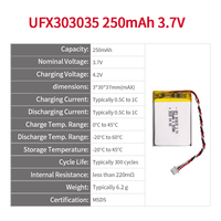 Batteries au lithium polymère personnalisées en gros UFX 303035 250mAh 3.7V MSDS, cellules de poche Lipo, batterie lithium-ion OEM/ODM