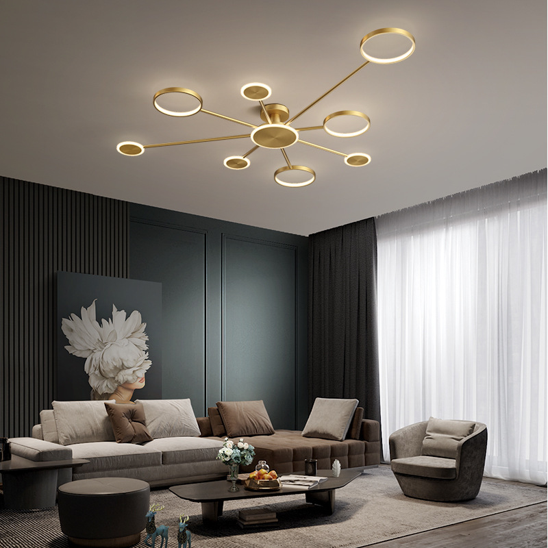 Ultra Thin Nordic H65 All-copper Led Creative Circle Shape Gold Ceiling Lamp for Living Room Bedroom