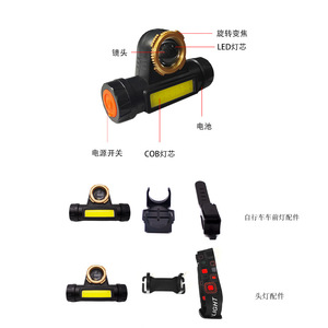 Lampe frontale LED réglable 3W, batterie rechargeable, lumière blanche, camping en plein air, pêche, cyclisme, lampe de casque - Product Image 1