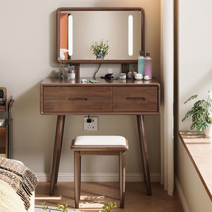 Nordic Style Solid Wood Makeup Vanity Luxury <strong>Dressing</strong> <strong>Table</strong> <strong>Light</strong> for Bedroom Small Apartment Simple Storage Cabinet - Product Image 1