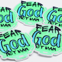 Patch brodé personnalisé avec lettres GOD en sequins, grand format, à thermocoller pour chapeaux et vêtements, vente en gros