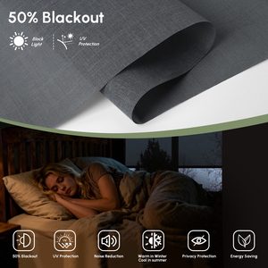 Stores à enroulement semi-transparents à commande manuelle intégrée, filtrant la lumière, <span class=keywords><strong>protection</strong></span> <span class=keywords><strong>solaire</strong></span> et intimité pour la maison, en polyester - Product Image 5