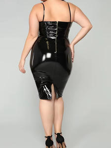 महिलाओं की 3xl/4xl/6xl प्लस आकार गोथिक शनी fox चमड़े के स्पैगेटी स्ट्रैप बॉडी ब्राइड्समेट - Product Image 4