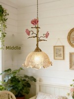 Lustre vintage français en verre rose de luxe pour entrée, chambre, salle à manger, bar, avec télécommande LED dimmable Tmall