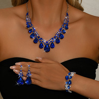 Parure de bijoux en alliage entièrement sertie de diamants, style exagéré, pour mariée, élégante et raffinée, vente en gros transfrontalière