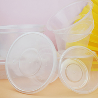 Boîte à lunch circulaire jetable de 15 oz (450 ml) avec couvercle, en matériau PP, pour utilisation dans les restaurants, conteneur à emporter, emballage alimentaire