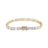 Chaîne tennis BB213 3mm 7'' 8'' pour bracelet, en laiton plaqué or, bijoux hip-hop avec pierres CZ, pierre principale zircon, style Iced Out