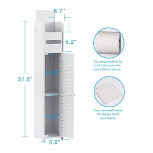 White Toilet Paper Storage Stand <strong>Thin</strong> Toilet Vanity <strong>Cabinet</strong> Small <strong>Bathroom</strong> Storage Corner Floor <strong>Cabinet</strong> - Product Image 3