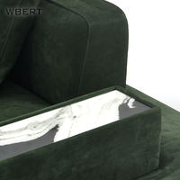 WBERT Canapé de salon italien moderne de luxe en cuir vert émeraude-Accoudoirs en marbre, ensemble de canapés modulables-Muebles Para Hogar