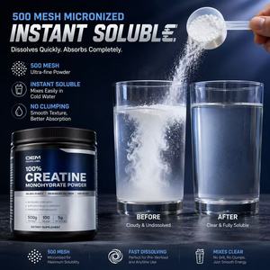 Créatine monohydrate en poudre, pureté 99,99 %, micronisée, 500 mesh, dose adulte 6 g, approvisionnement en vrac, fabricant OEM - Product Image 2