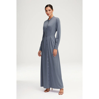 Robe Maxi Boutonnée-Robe Maxi Longue Boutonnée Bleu Crépuscule Bleu Crépuscule avec Décoration Imprimée à Motif Tissé