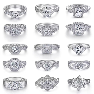 Anillos <span class=keywords><strong>de</strong></span> compromiso <span class=keywords><strong>de</strong></span> mujer <span class=keywords><strong>de</strong></span> plata maciza y 925 esterlina personalizados al por mayor con Moissanite 3A Cubic Zirconia para bodas - Product Image 4