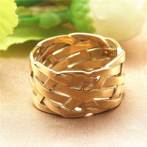 yunnique Fashion <b>Rings</b> Geometric Weaving Gold Men's Jewelry Gift - Product Image 3