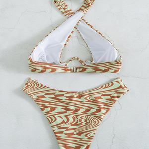 Traje de Baño Personalizado para Mujer, Bikini Bandeau de 1 Pieza, Liso/Con Puntos/Estampado, Servicio OEM, Logotipo Frontal, Tirantes en V, Espalda Descubierta, Transpirable - Product Image 2