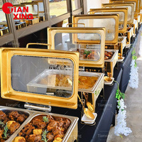 Offre Spéciale Plat de Service Luxe Hôtelier 9L Chauffe-Plat Chafer pour Buffet, Marmite, Plat de Maintien au Chaud Doré pour Buffet