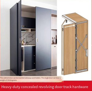 Quincaillerie de porte pliante papillon pour placard, rail coulissant, insert latéral pour meuble TV, système push-pull rotatif, rail dissimulé - Product Image 2