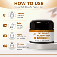 Crème hydratante anti-âge éclaircissante et nourrissante au curcuma et aux peptides pour tous types de peaux, enrichie en vitamine C