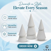 LEXI Ensemble de décoration d'hiver en céramique, arbre à étages, blanc mat, avec découpes maison, gnome et étoile, pour table de Noël, cadeau, décoration d'intérieur en gros