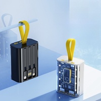 Échantillons gratuits : Mini batterie externe portable transparente 10000 mAh avec câbles intégrés et veilleuse