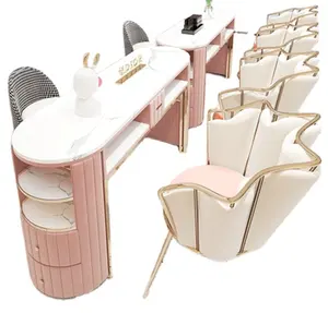 Cheap Modern Style nails table salon manicure furniture Modern double manicure nail table desk and chairs set table manicure