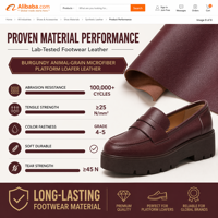 Cuir synthétique PU grain litchi imperméable écologique pour mocassins plateforme, matériaux SGS ISO EU POPs recyclés, OEM ODM MOQ100M